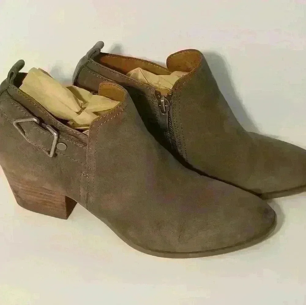Franco Sarto Garfield Leather Ankle Booties — Brown — Size 7.5